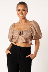 Petal and Pup USA TOPS Bessie Rosette Top - Champagne