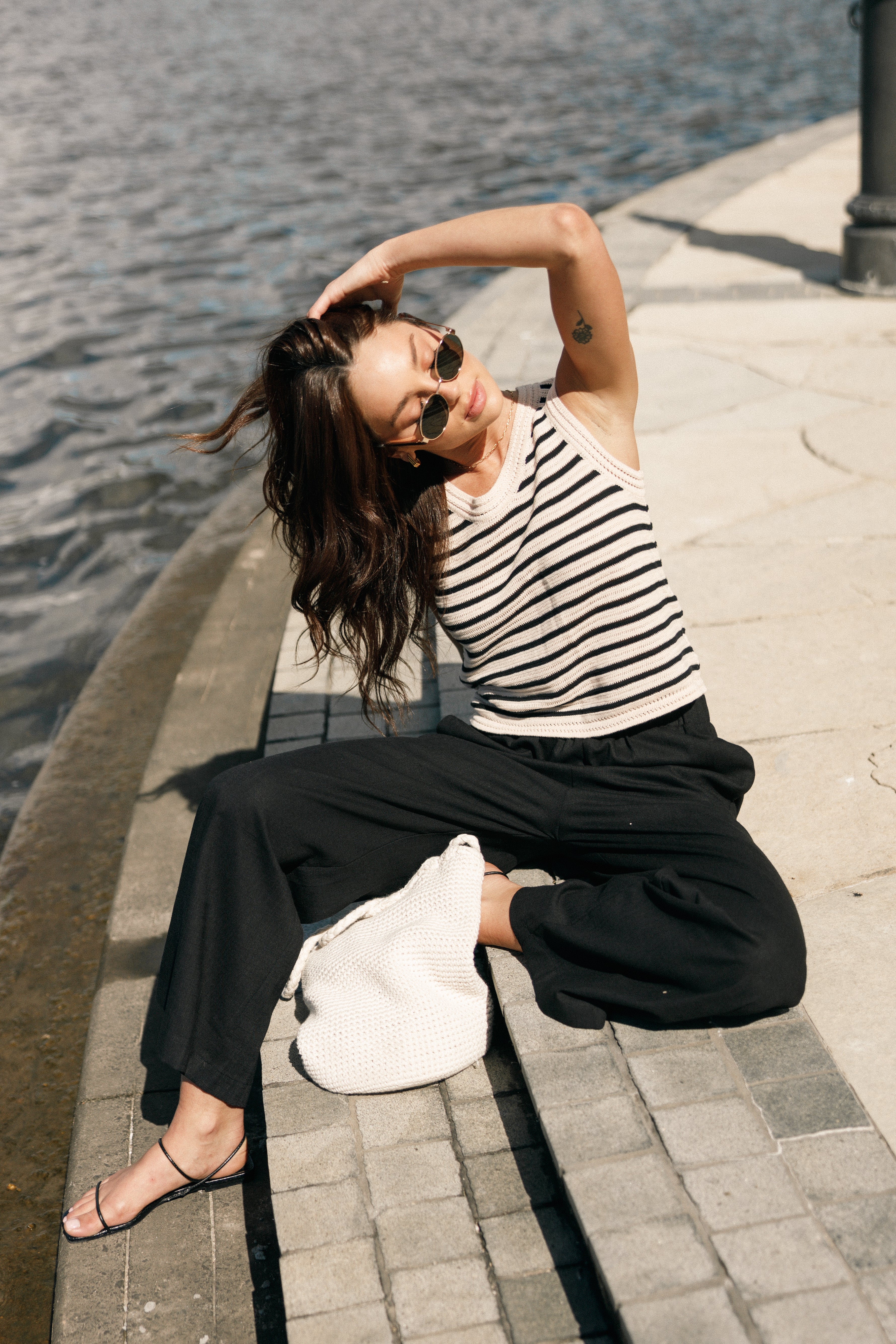 Petal and Pup USA TOPS Cherie Knit Top - Sand Black