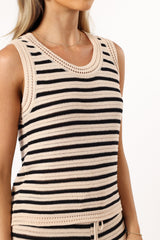 Petal and Pup USA TOPS Cherie Knit Top - Sand Black