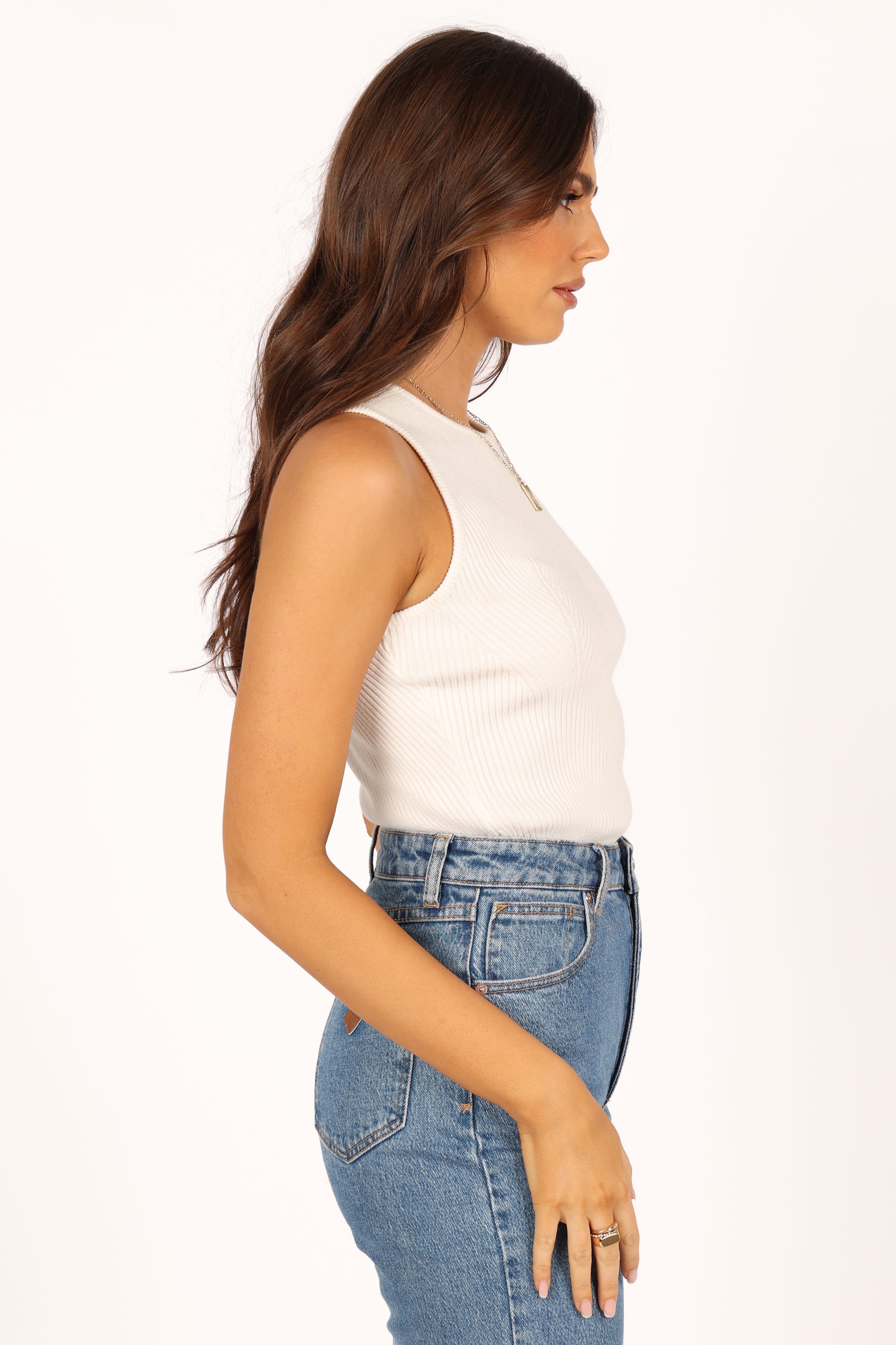 Petal and Pup USA TOPS Davie Ribbed Knit Top - White