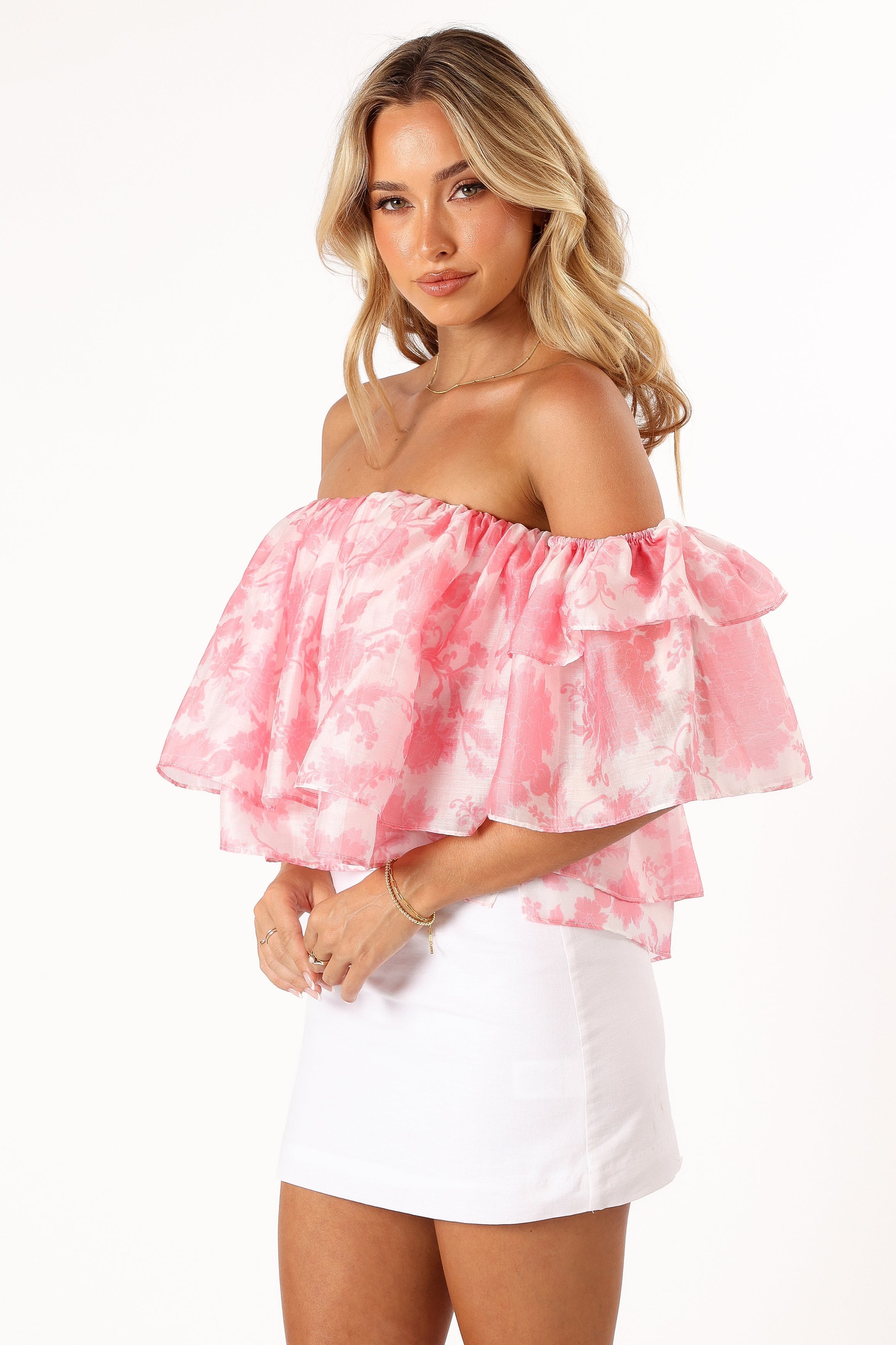 Petal and Pup USA TOPS Deedi Off Shoulder Top - Pink Floral