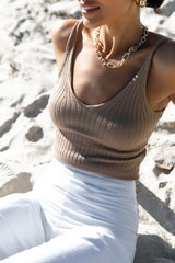 Petal and Pup USA TOPS Gemma V Neck Tank Top - Camel