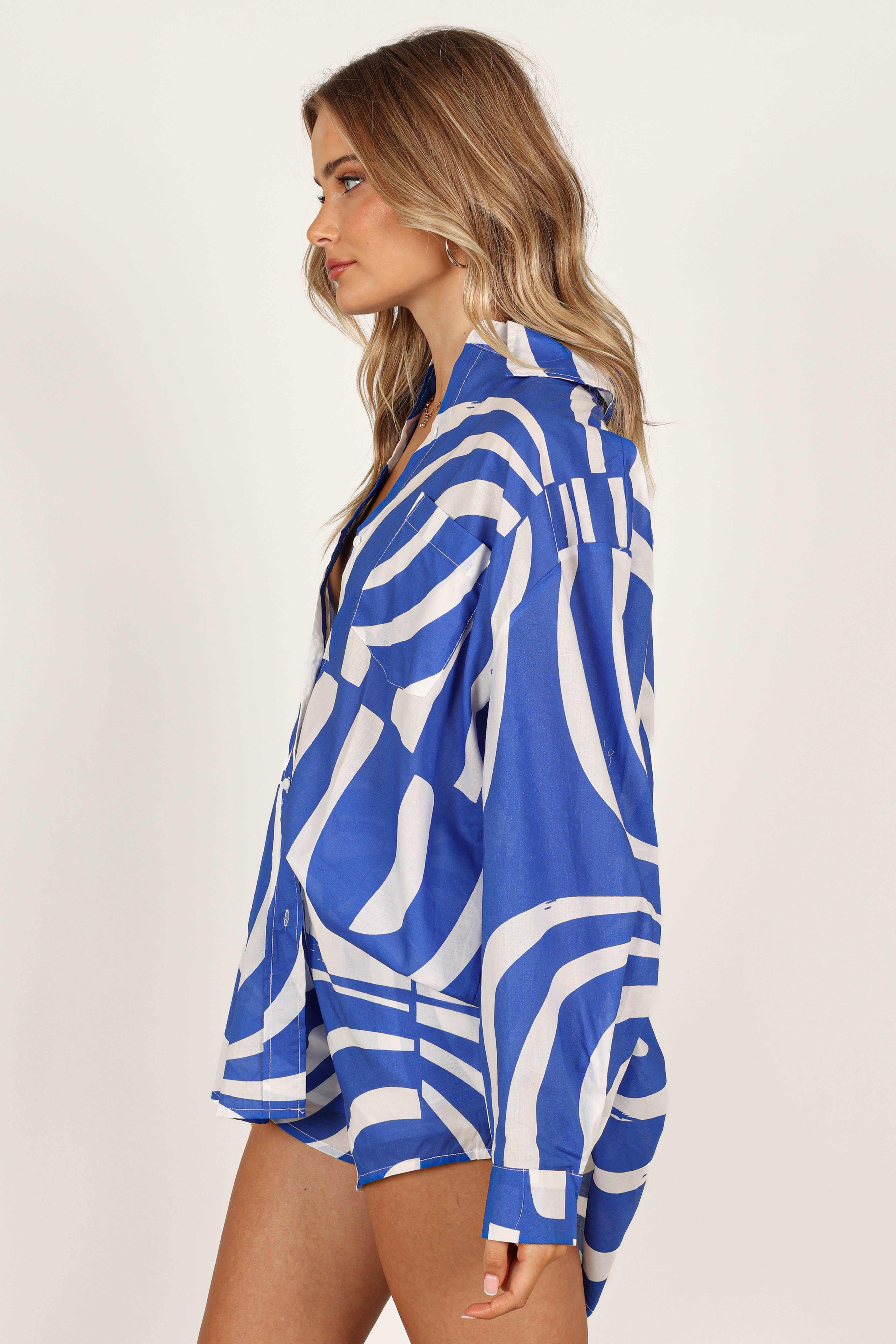 Petal and Pup USA TOPS Heather Cotton Shirt - Blue Print