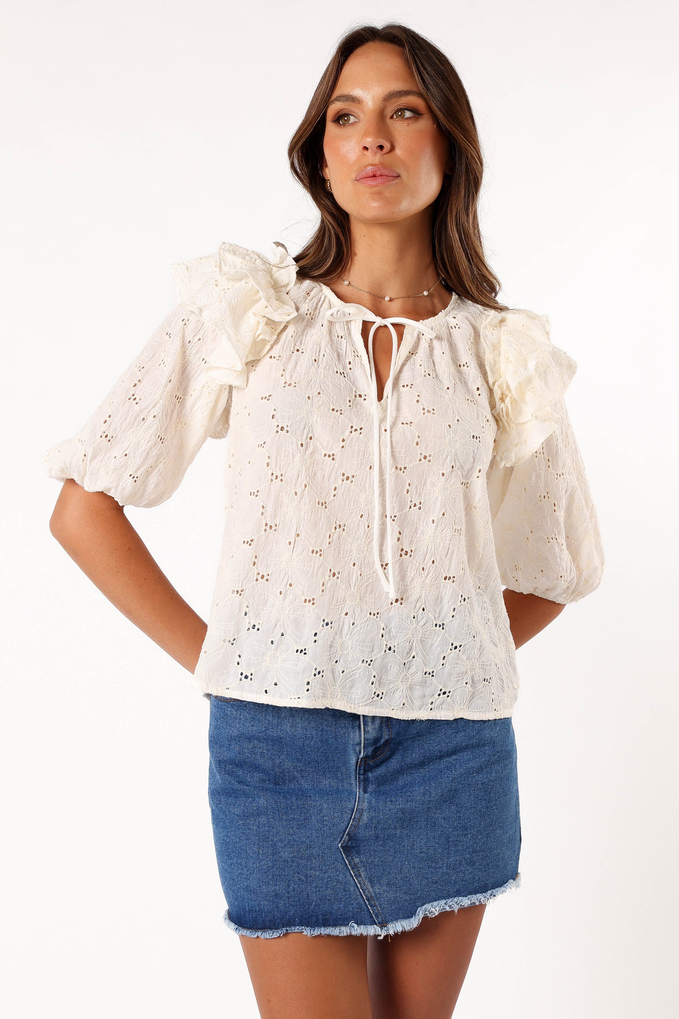 Petal and Pup USA TOPS Iris Ruffled Top - Cream