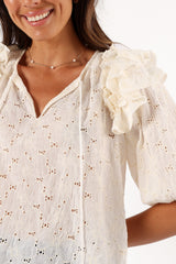 Petal and Pup USA TOPS Iris Ruffled Top - Cream