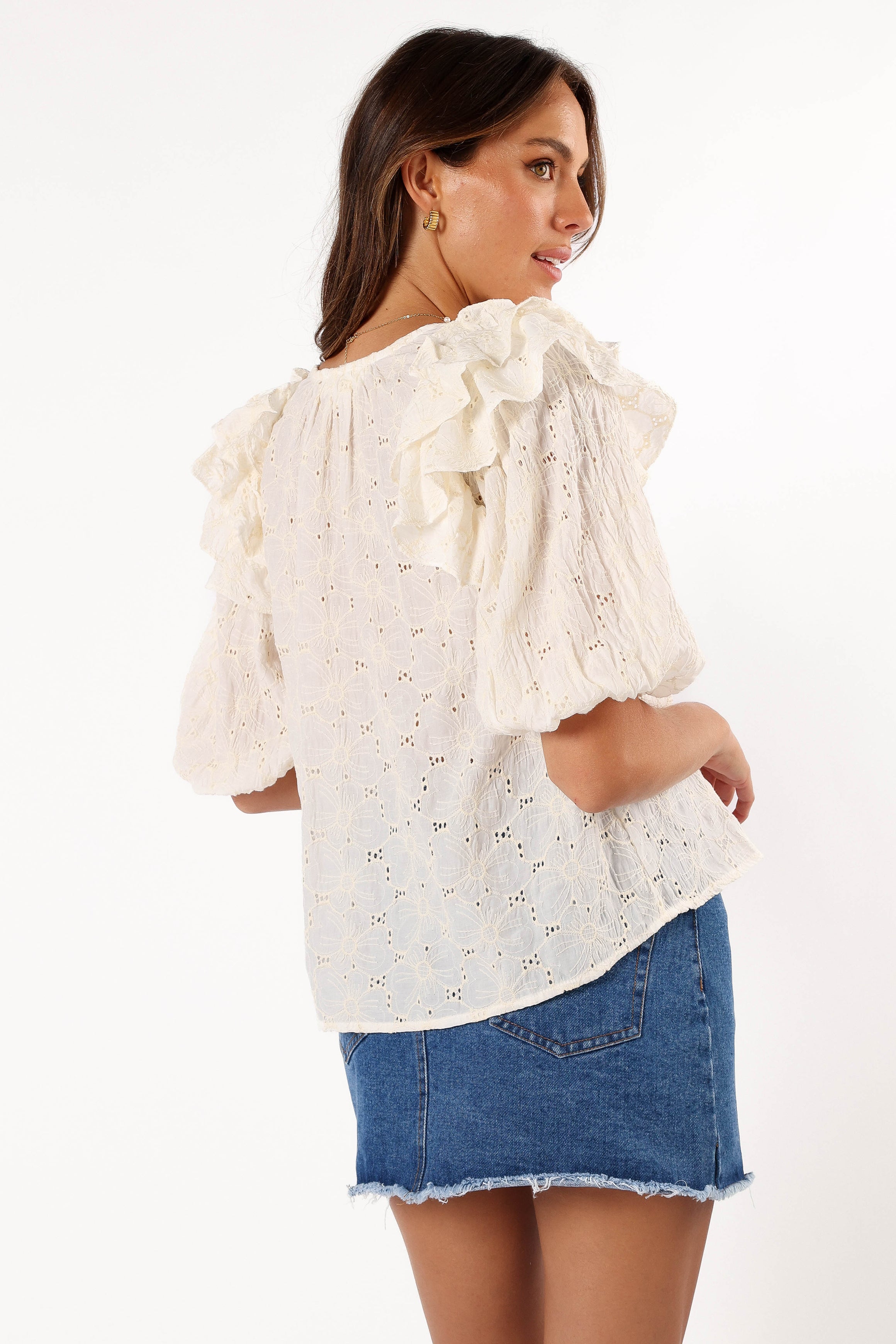 Petal and Pup USA TOPS Iris Ruffled Top - Cream