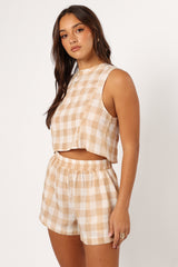 Petal and Pup USA TOPS Jemmy Top - Beige Check