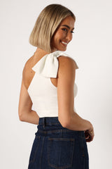 Petal and Pup USA TOPS Jordana One Shoulder Bodysuit - White