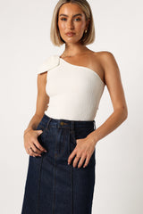 Petal and Pup USA TOPS Jordana One Shoulder Bodysuit - White