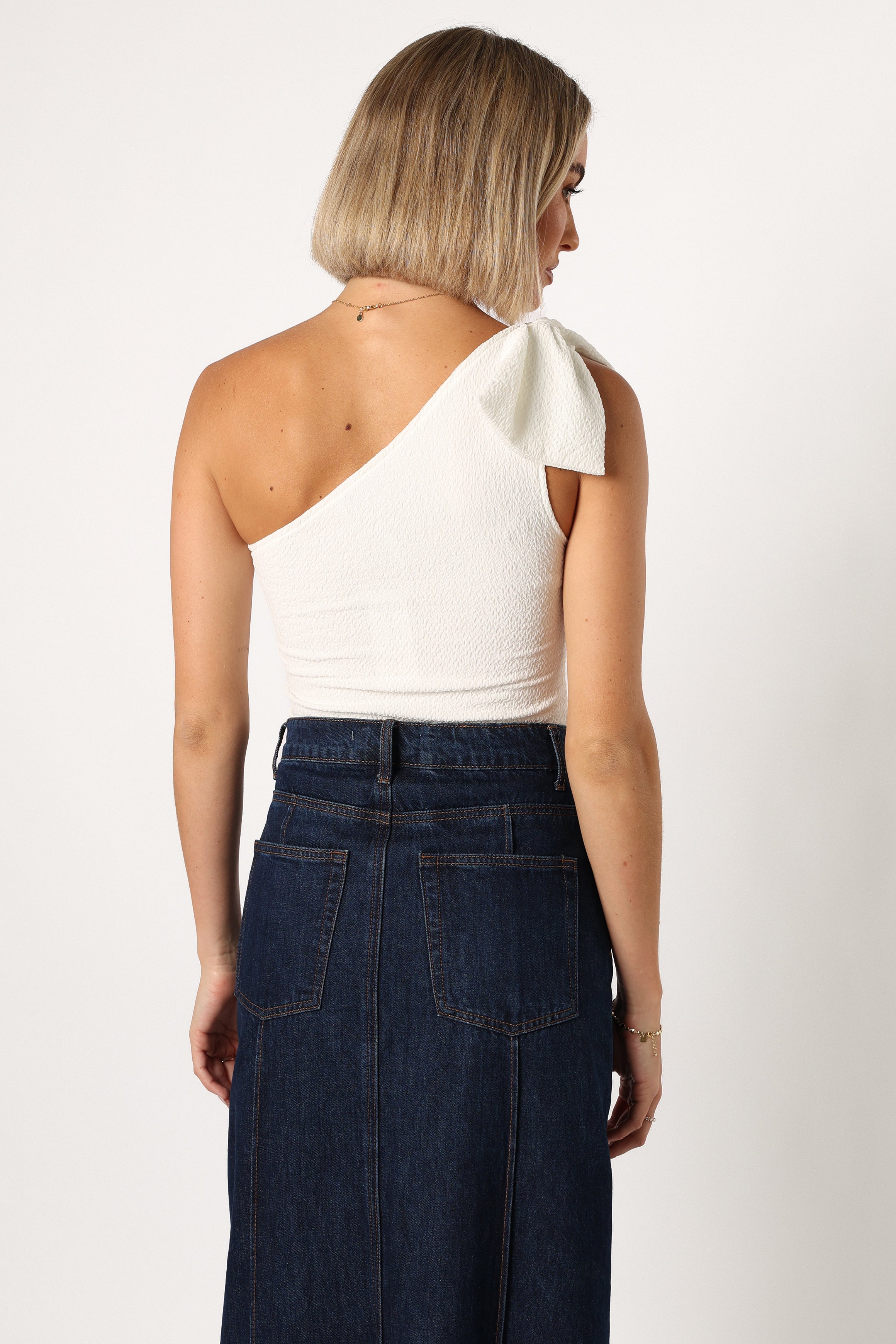 Petal and Pup USA TOPS Jordana One Shoulder Bodysuit - White