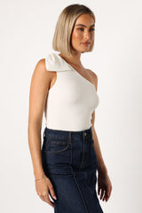 Petal and Pup USA TOPS Jordana One Shoulder Bodysuit - White