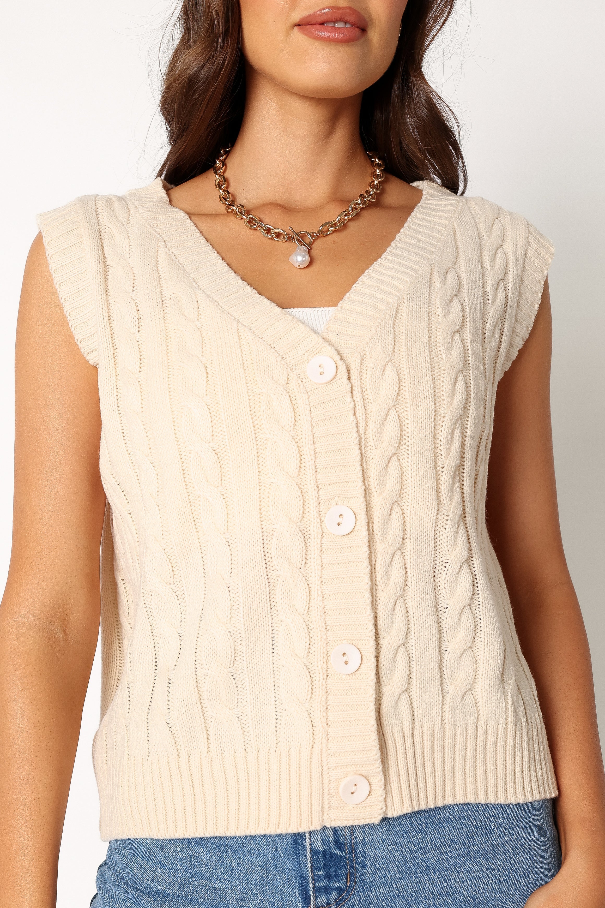 Petal and Pup USA TOPS Kyle Knit Vest - Cream