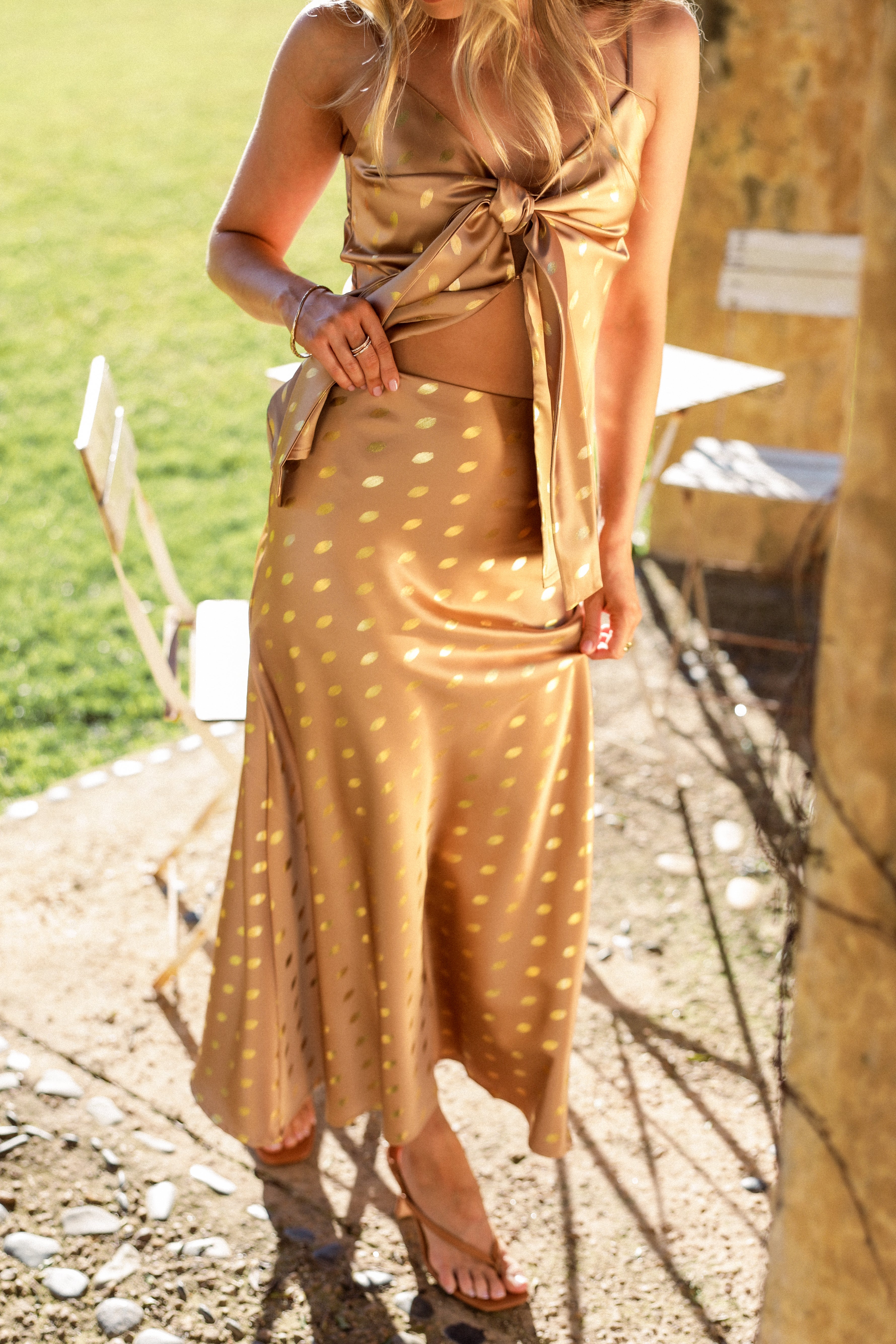 Petal and Pup USA TOPS Leif Tie Front Cami - Bronze/Gold