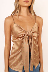 Petal and Pup USA TOPS Leif Tie Front Cami - Bronze/Gold