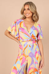 Petal and Pup USA TOPS Luis V Neck Cropped Top - Blue Multi