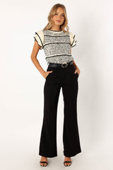 Petal and Pup USA TOPS Lydia Knit Top - Ivory Black