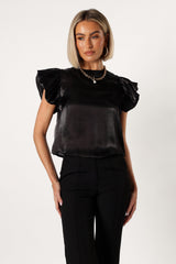 Petal and Pup USA TOPS Marianna Ruffle Sleeve Top - Black