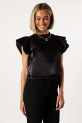 Petal and Pup USA TOPS Marianna Ruffle Sleeve Top - Black