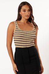 Petal and Pup USA TOPS Milla Knit Top - Beige Black