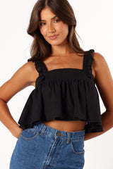Petal and Pup USA TOPS Raye Ruffle Strap Top - Black
