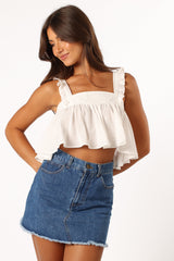 Petal and Pup USA TOPS Raye Ruffle Strap Top - White