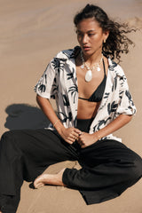 Petal and Pup USA TOPS Sawyer Short Sleeve Shirt - Beige Black