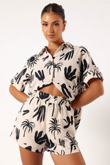 Petal and Pup USA TOPS Sawyer Short Sleeve Shirt - Beige Black