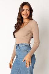 Petal and Pup USA TOPS Wells Long Sleeve Knit Top - Taupe