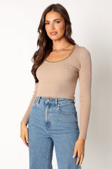 Petal and Pup USA TOPS Wells Long Sleeve Knit Top - Taupe