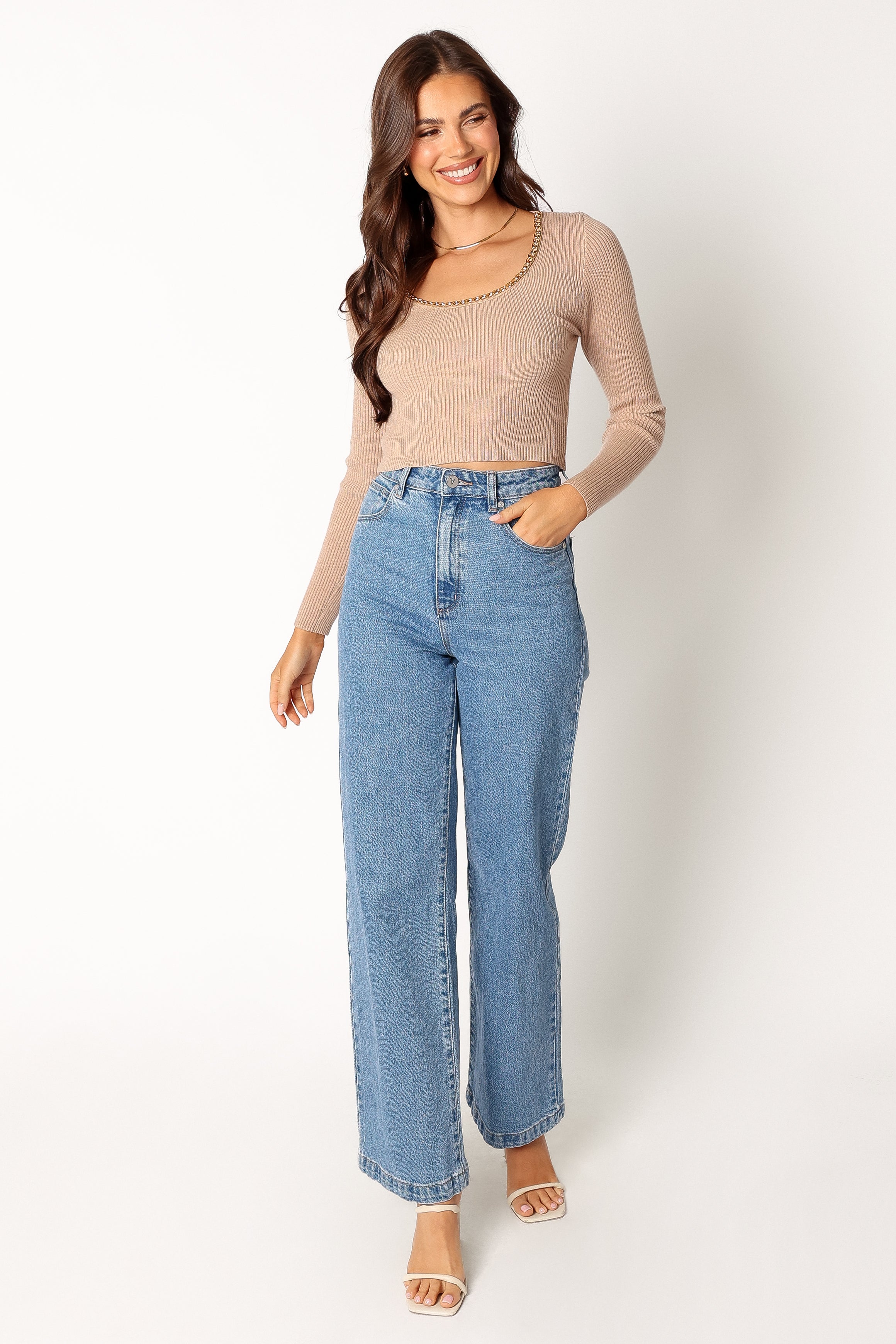 Petal and Pup USA TOPS Wells Long Sleeve Knit Top - Taupe