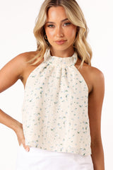 Petal and Pup USA TOPS Willa Halterneck Top - Blue Floral