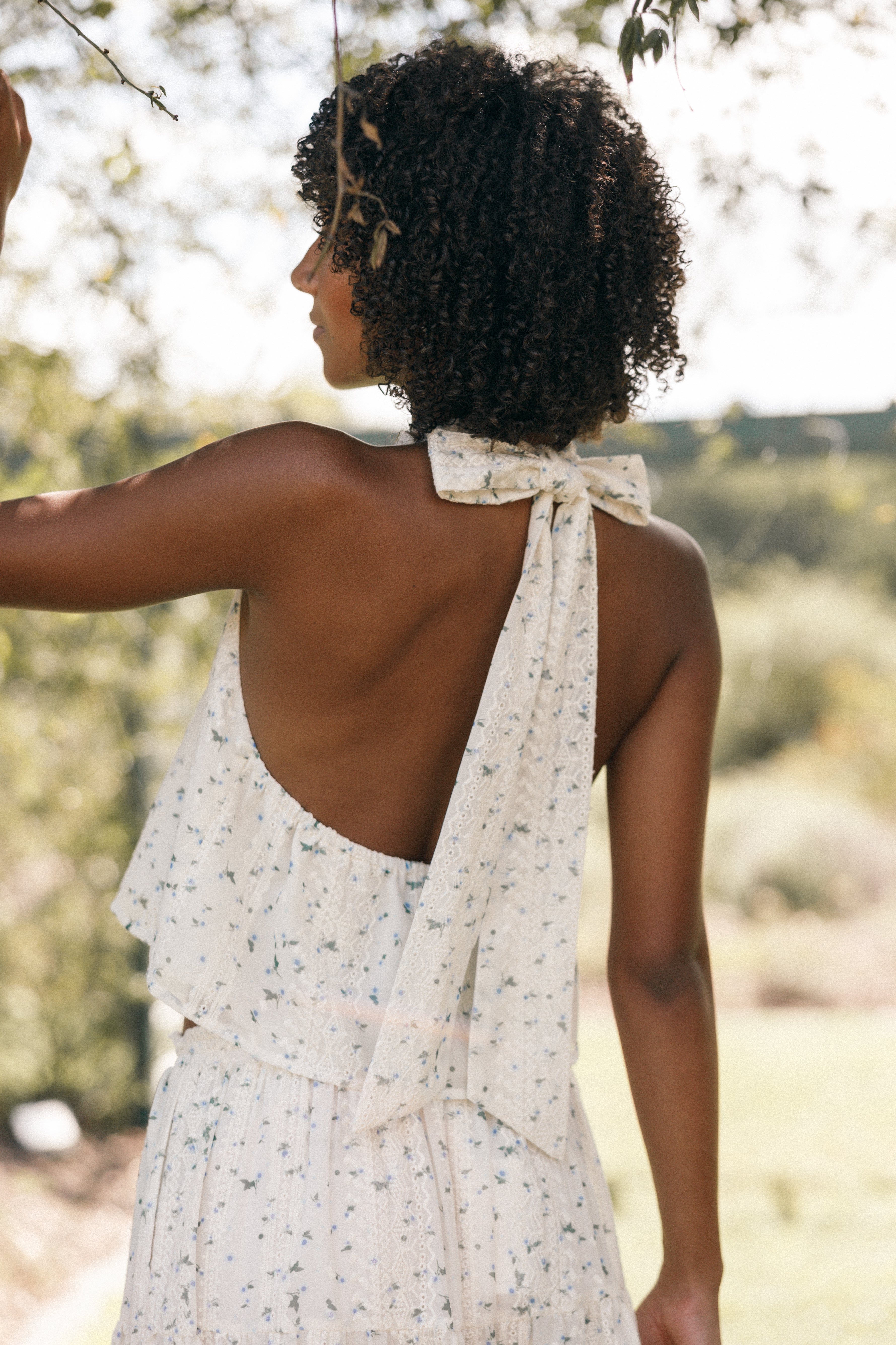 Petal and Pup USA TOPS Willa Halterneck Top - Blue Floral