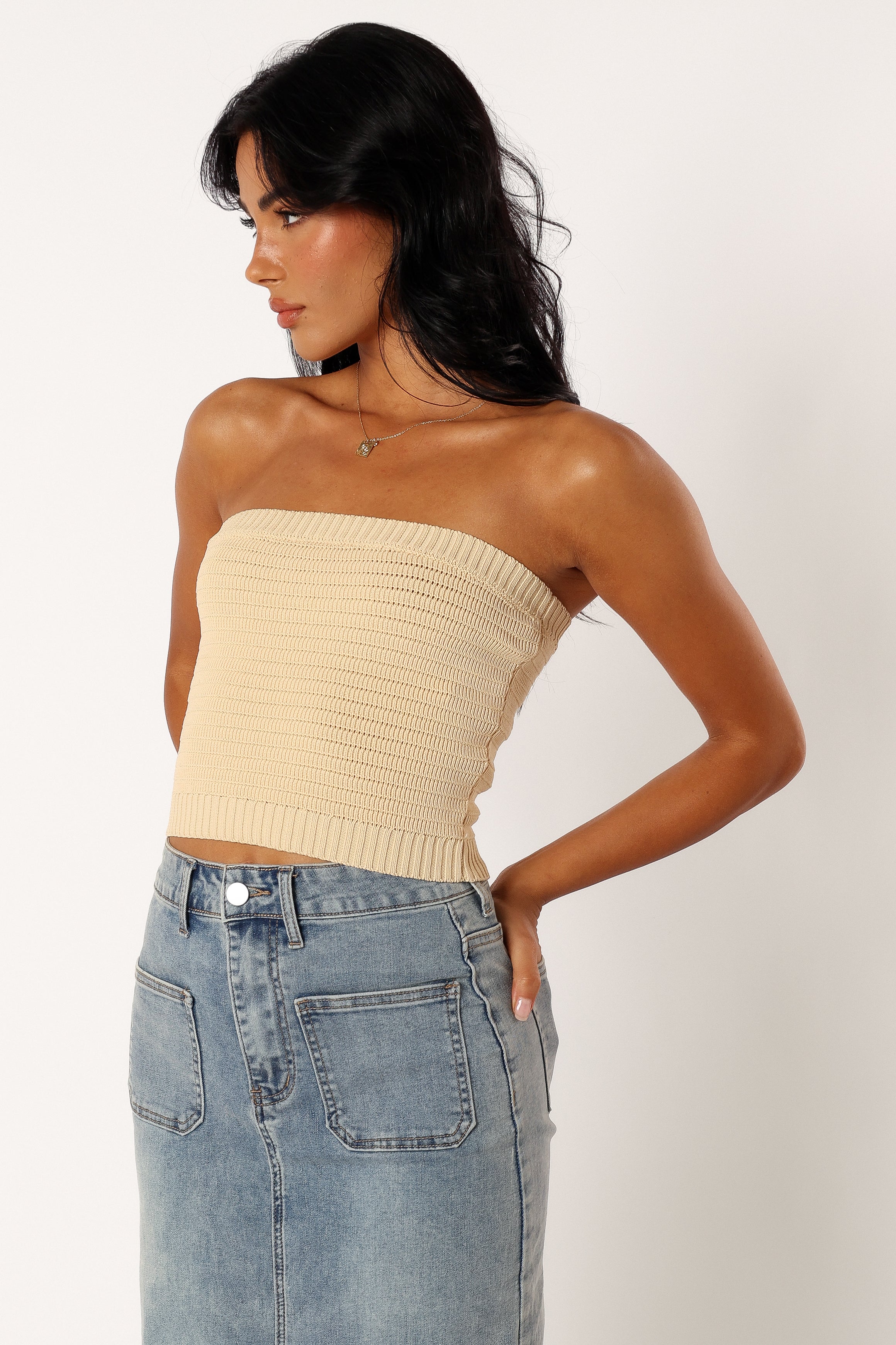 Petal and Pup USA TOPS Zia Strapless Knit Top - Lemon
